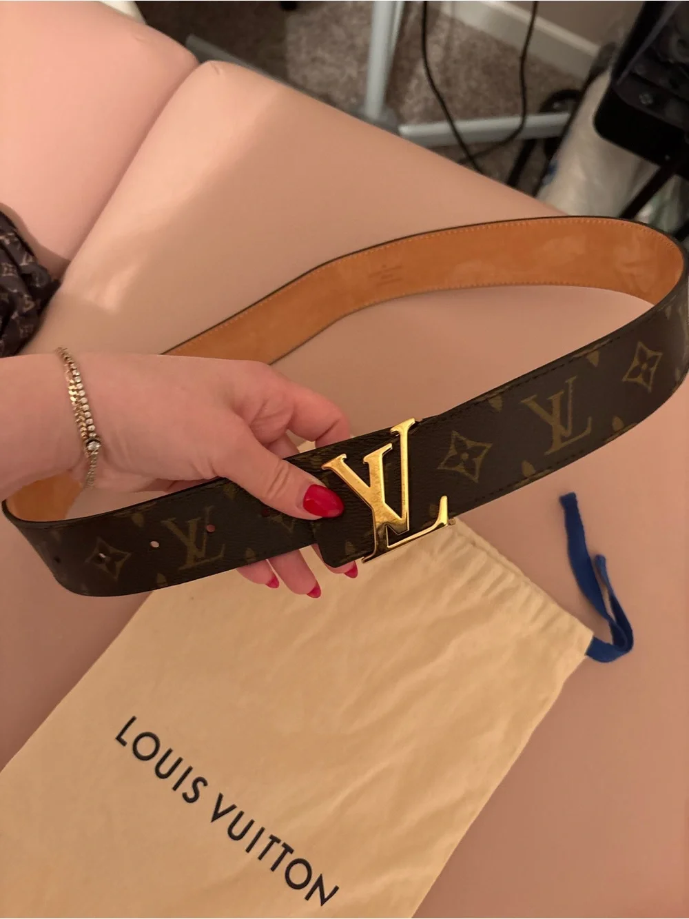 Louis Vuitton Monogram LV Gold Buckle Belt - Brown/Gold